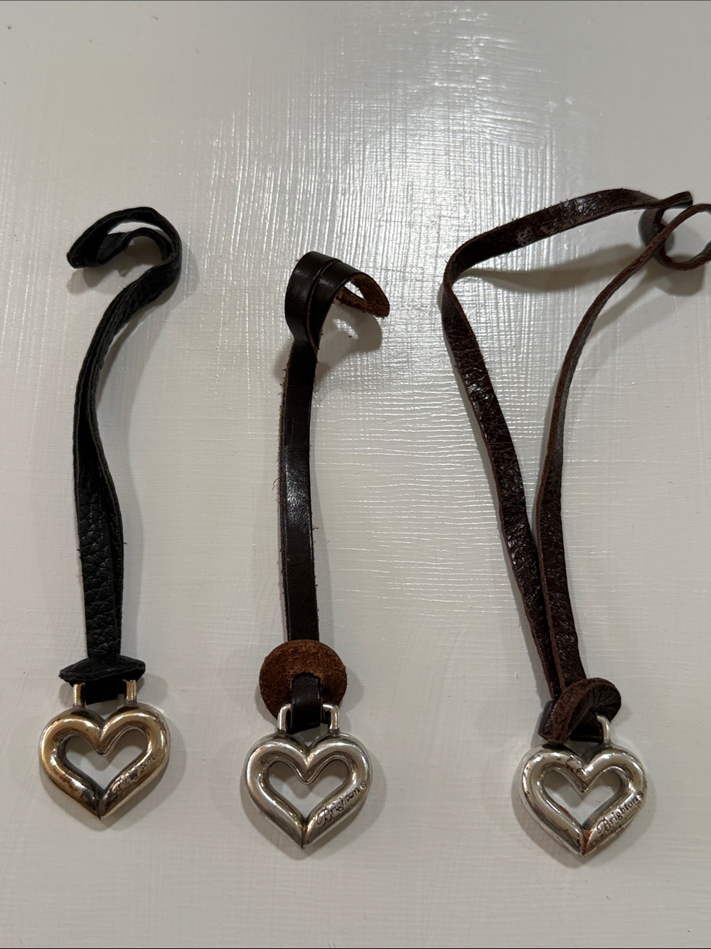 3 Brighton Heart Bag Purse Charms Leather Key & Card Holders - Black and Brown